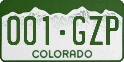 CO license plate 001GZP