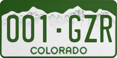 CO license plate 001GZR