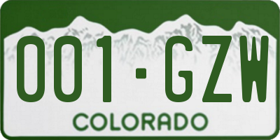 CO license plate 001GZW