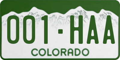 CO license plate 001HAA