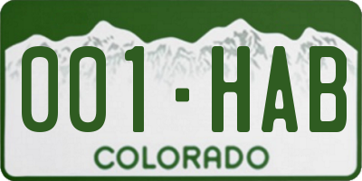 CO license plate 001HAB