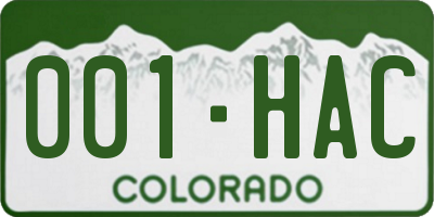 CO license plate 001HAC