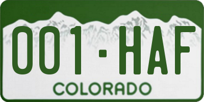 CO license plate 001HAF