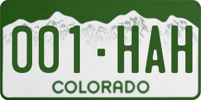 CO license plate 001HAH