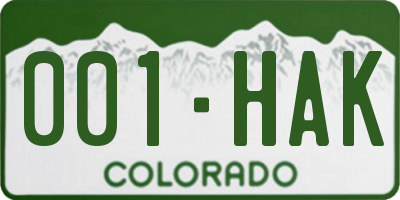 CO license plate 001HAK