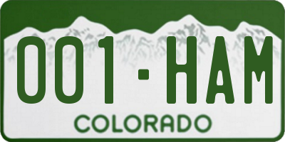 CO license plate 001HAM