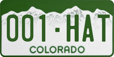 CO license plate 001HAT