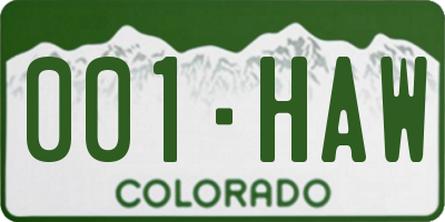 CO license plate 001HAW