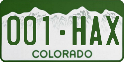 CO license plate 001HAX