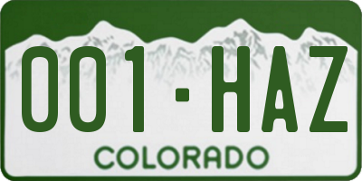 CO license plate 001HAZ