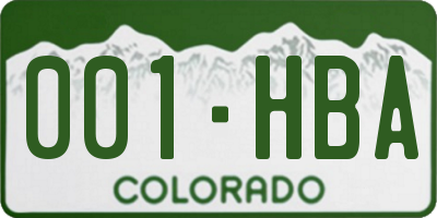 CO license plate 001HBA