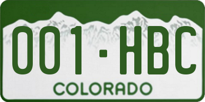CO license plate 001HBC