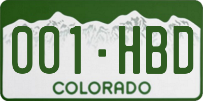 CO license plate 001HBD