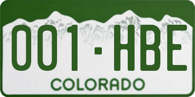 CO license plate 001HBE