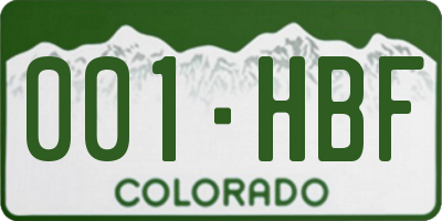 CO license plate 001HBF