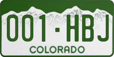 CO license plate 001HBJ