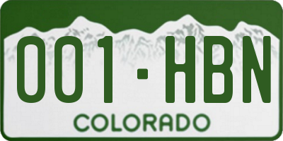 CO license plate 001HBN