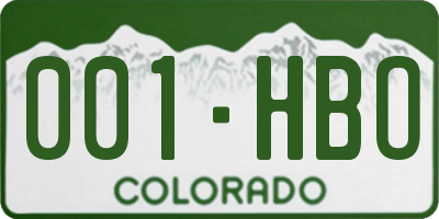CO license plate 001HBO