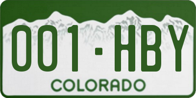 CO license plate 001HBY