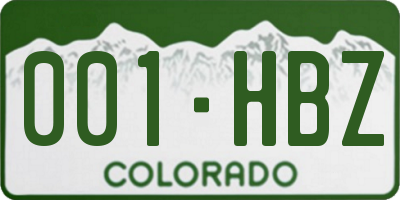 CO license plate 001HBZ