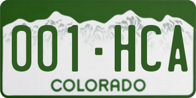 CO license plate 001HCA