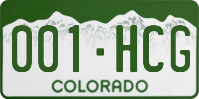 CO license plate 001HCG