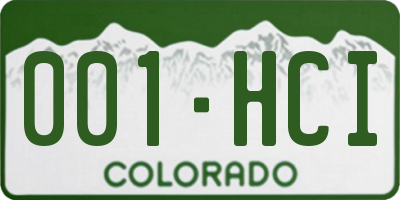 CO license plate 001HCI