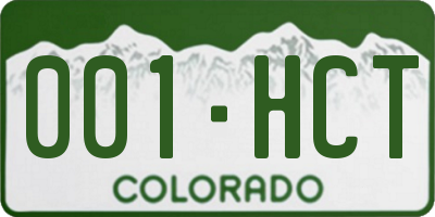 CO license plate 001HCT