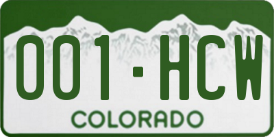 CO license plate 001HCW