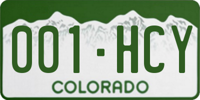 CO license plate 001HCY