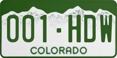 CO license plate 001HDW