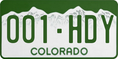 CO license plate 001HDY