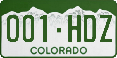 CO license plate 001HDZ