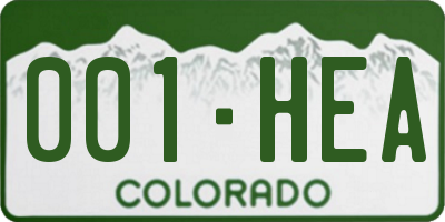 CO license plate 001HEA