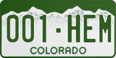 CO license plate 001HEM