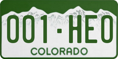 CO license plate 001HEO