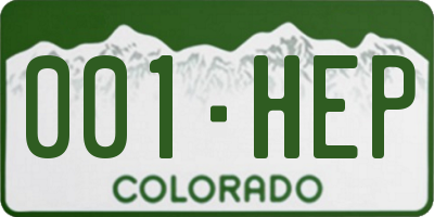 CO license plate 001HEP