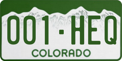 CO license plate 001HEQ