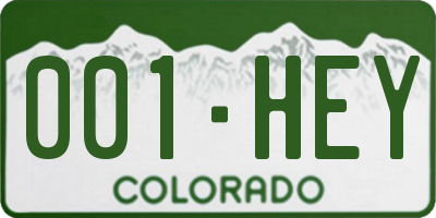 CO license plate 001HEY