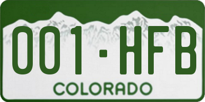 CO license plate 001HFB