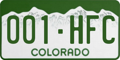 CO license plate 001HFC
