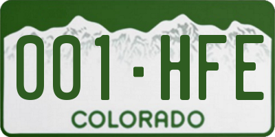 CO license plate 001HFE