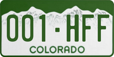 CO license plate 001HFF