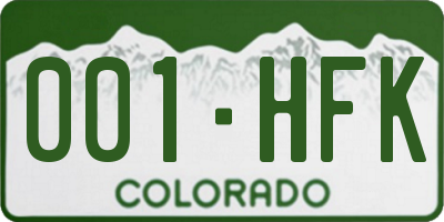 CO license plate 001HFK