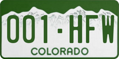 CO license plate 001HFW