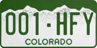 CO license plate 001HFY