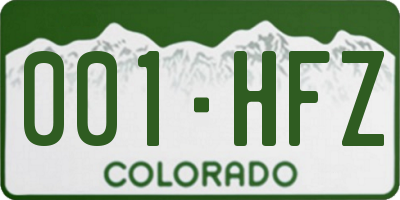 CO license plate 001HFZ