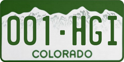 CO license plate 001HGI