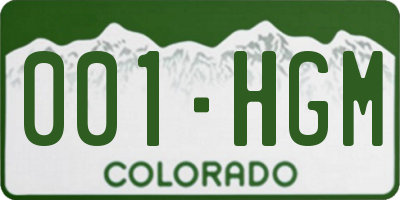 CO license plate 001HGM
