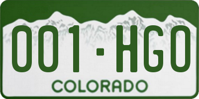 CO license plate 001HGO